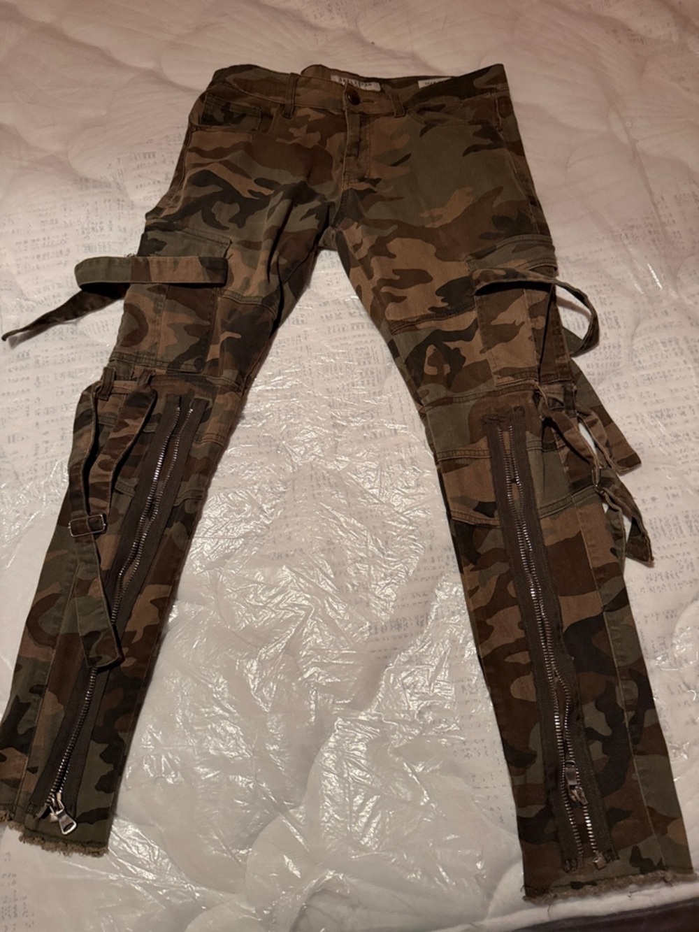 Camo Cargo Zipper Utility Pants